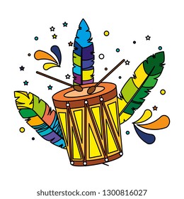brazilian carnival drum with feathers