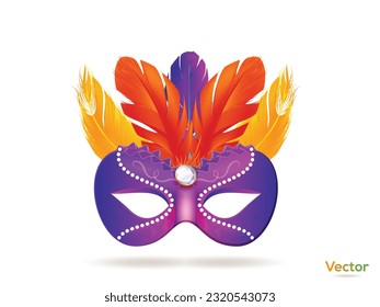 Brazilian carnival festival party feather mask design eps vector 