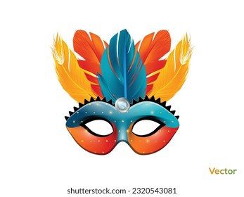 Brazilian carnival festival party feather mask design eps vector 