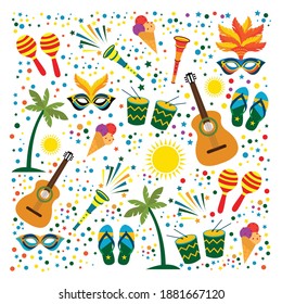 Brazilian Carnival Flat Design Icons Template