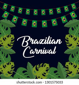 brazilian carnival with garlands and leafs