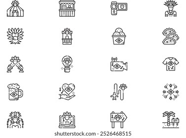 Brazilian carnival icons collection is a vector illustration with editable stroke.