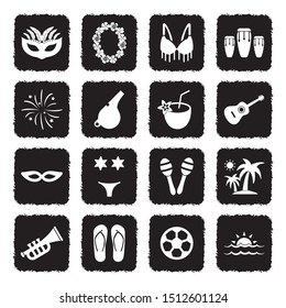 Brazilian Carnival Icons. Grunge Black Flat Design. Vector Illustration.