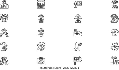 Brazilian carnival icons High-Quality Vector Icons Collection with Editable Stroke. Ideal for Professional and Creative Projects.