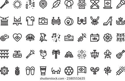 Brazilian carnival icons High-Quality Vector Icons Collection with Editable Stroke. Ideal for Professional and Creative Projects