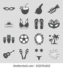 Brazilian Carnival Icons. Sticker Design. Vector Illustration.