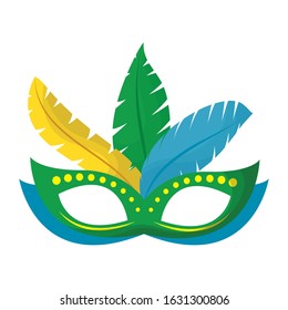 brazilian carnival mask with feathers vector illustration design