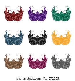 Brazilian carnival mask icon in black style isolated on white background. Brazil country symbol stock vector illustration.
