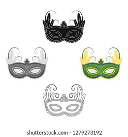 Brazilian carnival mask icon in cartoon style isolated on white background. Brazil country symbol stock vector illustration.