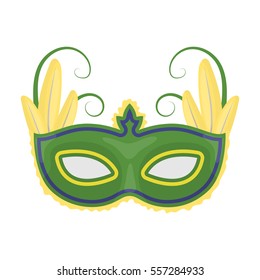 Brazilian carnival mask icon in cartoon style isolated on white background. Brazil country symbol stock vector illustration.