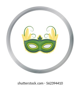 Brazilian carnival mask icon in cartoon style isolated on white background. Brazil country symbol stock vector illustration.