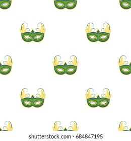 Brazilian carnival mask icon in cartoon style isolated on white background. Brazil country symbol stock vector illustration.