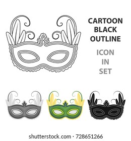 Brazilian carnival mask icon in cartoon style isolated on white background. Brazil country symbol stock vector illustration.