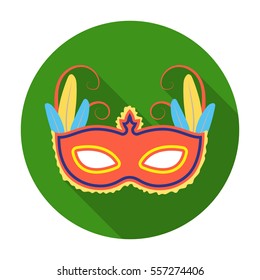 Brazilian carnival mask icon in flat style isolated on white background. Brazil country symbol stock vector illustration.