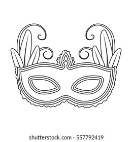 Brazilian carnival mask icon in outline style isolated on white background. Brazil country symbol stock vector illustration.