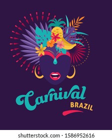 Brazilian Carnival, music festival, masquerade flyer template