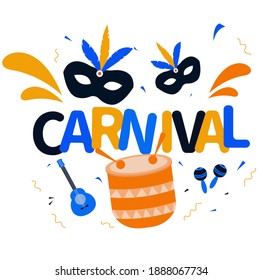 Brazilian Carnival, Rio de Janeiro music festival, background or banner template