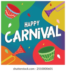 Carnaval brasileiro com bailarinos e músicos. Eventos de circo e festival com música e dançarinos. Conceito de festa de carnaval. Ilustração de vetor plano.