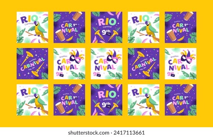 brazilian carnival social media post vector flat design