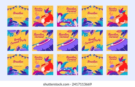 brazilian carnival social media post vector flat design