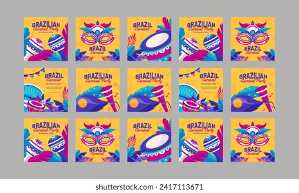 brazilian carnival social media post vector flat design