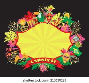 Brazilian Carnival. Vector colorful background.Frame for design.