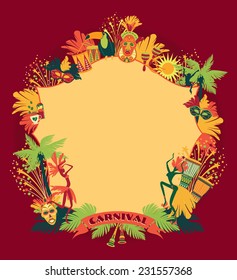 Brazilian Carnival. Vector colorful background.Frame for design.