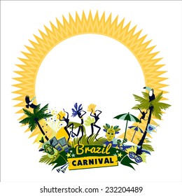 Brazilian Carnival. Vector colorful background.Frame for design. 