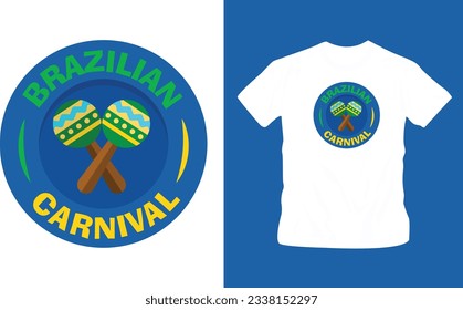 Brazilian Carnival vector cool label t shirt design editable template