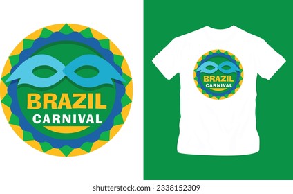 Modelo editable de diseño de camiseta para vector de carnaval brasileño