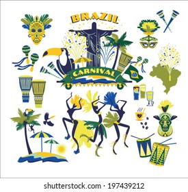 Brazilian Carnival. Vector icon set