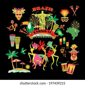 Brazilian Carnival. Vector icon set