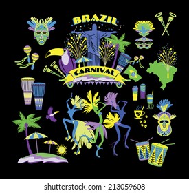 Brazilian Carnival. Vector icon set 