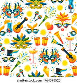 Brazilian Carnival. Vector Seamless Pattern. Design Elements.