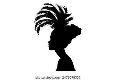 Brazilian Carnival Woman Black Vector Silhouette Isolated on White background, Caucasian Woman Samba Dancer Silhouette.