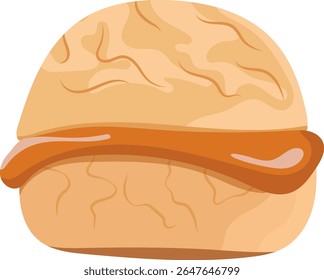 Pão de queijo brasileiro preenchido Dulce de Leche ilustração isolada no fundo branco