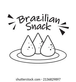 Brazilian Chicken Coxinha Line Icon. Traditional Brazilian Cuisine Chicken Stuffed Snacks. Brazilian Carnival Food, Treat. National Food. Fast Food. Isolated Vector Illustration. Editable Stroke