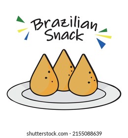 Brazilian Chicken Coxinha Line Icon. Traditional Brazilian Cuisine Chicken Stuffed Snacks. Brazilian Carnival Food, Treat. National Food. Fast Food. Isolated Vector Illustration.