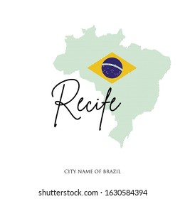 Brazilian city name, Brazil map vector illustration