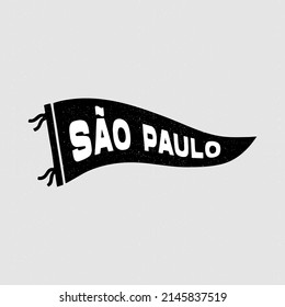 Ciudad brasilera de São Paulo. Etiquetas de colores retro. Estilo vagabundo dibujado a mano vintage. Aislado sobre fondo blanco. Bien por camiseta, taza, otra identidad. 