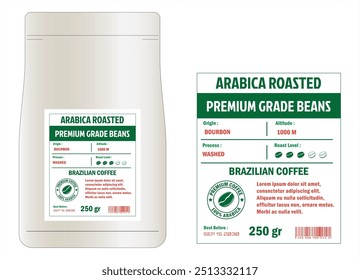 Brazilian Coffee Labels template simple flat style in cmyk mode with two tone color.