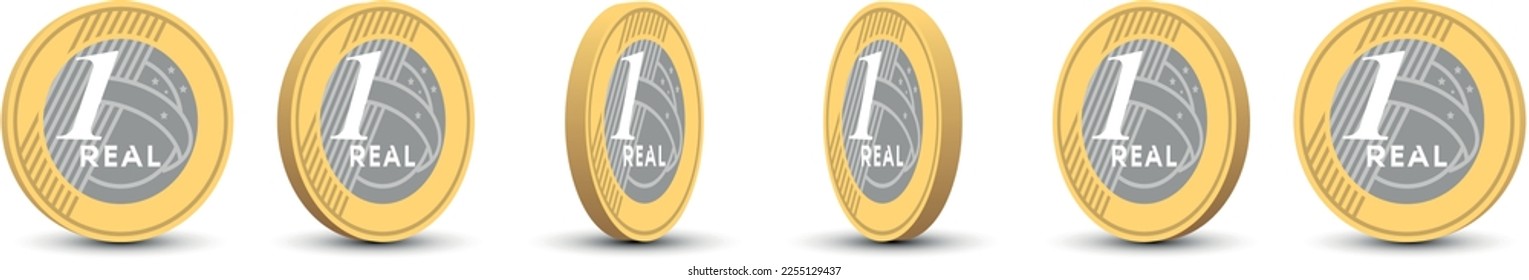 Brazilian coin 3d vector white background