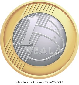 Brazilian coin real vector realistc view