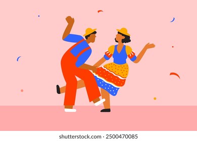 A Brazilian couple dancing in a June Party in Brazil called “Festa Junina” or “Festa de São João”