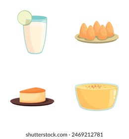 Brazilian cuisine icons set cartoon vector. Traditional brazilian dish. Food concept