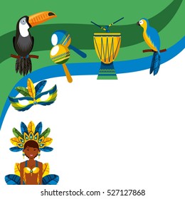 brazilian culture icons over white background. colorful design. vector illustration