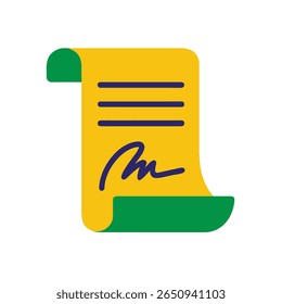 Brazilian Proclamação da Republica Document with Signature Yellow Green Colors on