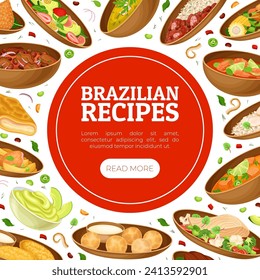 Brazilian Dishes and Courses Served on Plates Banner Design Vector Template