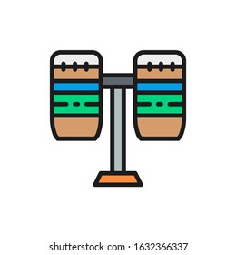 Brazilian drums, percussion, musical instrument flat color line icon.