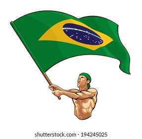 Brazilian Fan Waving Flag